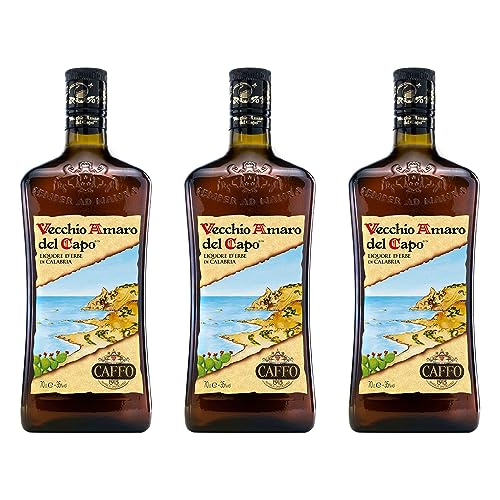 Vecchio Amaro Del Capo Kräuterlikör 3er Set, Spirituose aus Kalabrien, Alkohol, Flasche, 35 %, 3 x 700 ml von Caffo