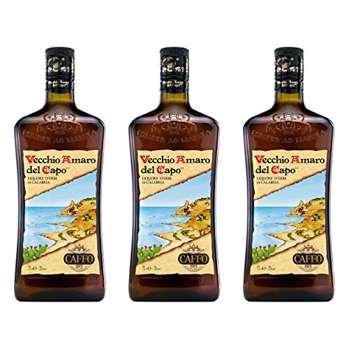 Vecchio Amaro Del Capo Kräuterlikör 3er Set, Spirituose aus Kalabrien, Alkohol, Flasche, 35 %, 3 x 700 ml von Caffo