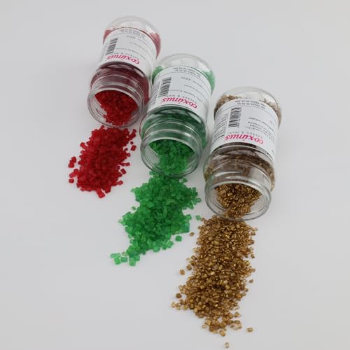 COXIMUS Zuckerkristalle Weihnachtsset | Gold, Grün, Rot | 1er Pack (1 x 180 g) | Dekoratives Zuckerdekor Set für festliche Kuchen- und Backkreationen | SET04 von Cake Company
