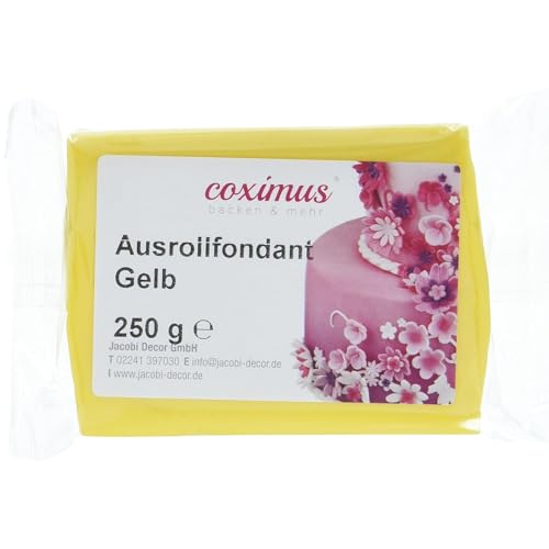 Cake Company Fondant gelb 4 x 250 g | Farbiger Ausrollfondant für Kuchen, Torten, Muffins und andere Gebäcke | flexibel, weich, biegsam & reißfest von Cake Company