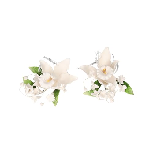 Cake Company Orchideen-Bouquet 2 Stück weiß 1er Pack (1 x 68 g) | Tortendekoration zur Hochzeit und Geburtstagen von Cake Company
