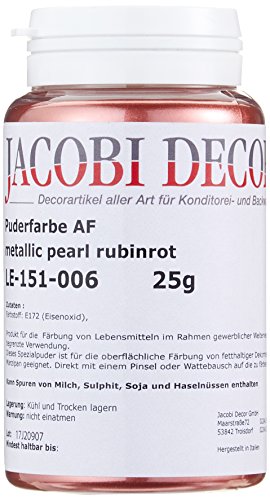 Cake Company Puderfarbe Metallic Pearl rubinrot 25 gr | Ideal zum färben von Lebensmitteln | Metallic Effekt von Cake Company