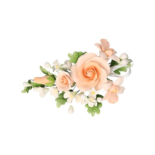 Cake Company Zuckerblumenboquet Rose 1 Stück apricot 1er Pack (1 x 74 g) | Tortendekoration zur Hochzeit und Geburtstagen von Cake Company