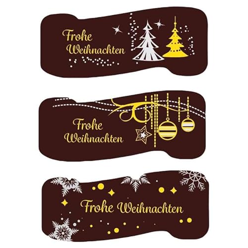 Schokoladendeko "Frohe Weihnachten" 3 Motive | 72 Stück | Dekorative Schokolade für Kuchen- und Backkreationen | 60 x 28 mm von Cake Company