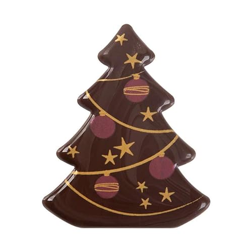 Schokoladendeko Weihnachtsbaum rot/gold | 60 Stück | Dekorative Schokolade für Kuchen- und Backkreationen | 45x55mm von Cake Company