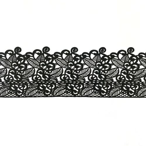 Coximus essbare Tortenspitze als filigrane Deko | 38 x 8 cm fertige Zucker-Spitze | Blüten und Blätter schwarz | fertiges Icing zum Gebrauch | Sweet Lace von Cake Company