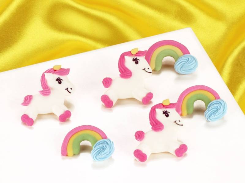 Einhorn Regenbogen flach Zucker-Set 6 Stück von Cake-Masters