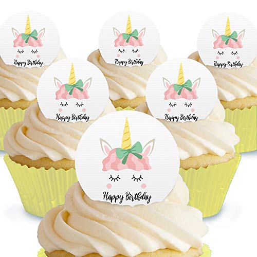 Cakeshop Essbare Kuchendekorationen mit Einhorn-Motiv "Happy Birthday", vorgeschnitten, Premium Qualität Cake Shop 12 x Pre-cut Premium Wafer Paper Toppers Cakeshop Essbare Kuchendekorationen mit Einhorn-Motiv "Happy Birthday", vorgeschnitten, Premium Qualität Cake Shop 12 x Pre-cut Premium Wafer Paper Toppers von Cakeshop