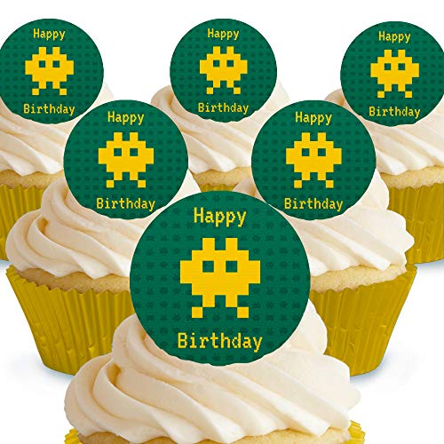 Cakeshop Happy Birthday Green Space Invader Essbare Kuchendekorationen – vorgeschnittene Premium Qualität Cake Shop 12 x Pre-cut Premium Wafer Paper Toppers Cakeshop Happy Birthday Green Space Invader Essbare Kuchendekorationen – vorgeschnittene Premium Qualität Cake Shop 12 x Pre-cut Premium Wafer Paper Toppers von Cakeshop