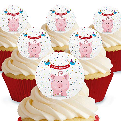 Cakeshop Kuchendekoration, Motiv "Happy Birthday", essbar, vorgeschnitten, Premium-Qualität 12 x Pre-cut Premium Wafer Paper Toppers Cakeshop Kuchendekoration, Motiv "Happy Birthday", essbar, vorgeschnitten, Premium-Qualität 12 x Pre-cut Premium Wafer Paper Toppers von Cakeshop