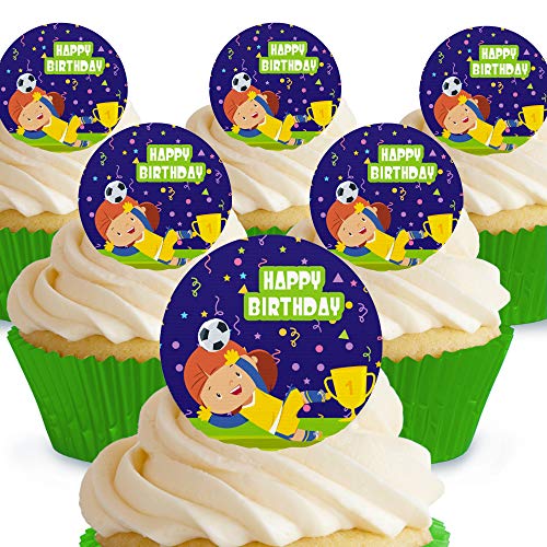 Cakeshop Kuchendekoration, Motiv Happy Birthday Fußball, essbar, vorgeschnitten, Premium-Qualität 12 x Pre-cut Premium Wafer Paper Toppers Cakeshop Kuchendekoration, Motiv Happy Birthday Fußball, essbar, vorgeschnitten, Premium-Qualität 12 x Pre-cut Premium Wafer Paper Toppers von Cakeshop
