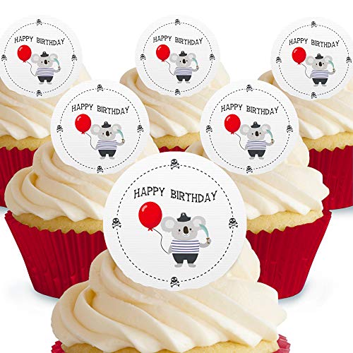 Cakeshop Kuchendekoration, Motiv: Happy Birthday Pirat Koala 12 x Pre-cut Premium Wafer Paper Toppers Cakeshop Kuchendekoration, Motiv: Happy Birthday Pirat Koala 12 x Pre-cut Premium Wafer Paper Toppers von Cakeshop