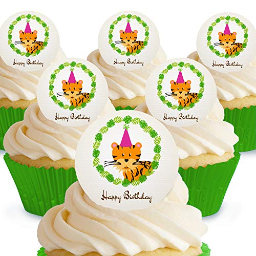 Cakeshop Kuchendekoration, Motiv: Happy Birthday Tiger, essbar, vorgeschnitten, Premium-Qualität 12 x Pre-cut Premium Wafer Paper Toppers Cakeshop Kuchendekoration, Motiv: Happy Birthday Tiger, essbar, vorgeschnitten, Premium-Qualität 12 x Pre-cut Premium Wafer Paper Toppers von Cakeshop