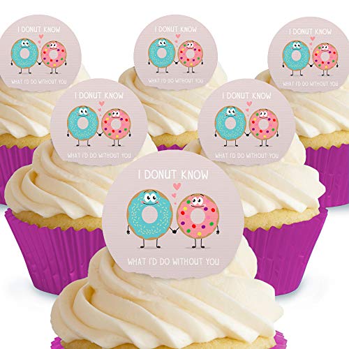 Cakeshop Kuchendekoration, Motiv: I Donut Know What I'd Do Without You, essbar, vorgeschnittene Premium-Qualität 12 x Pre-cut Premium Wafer Paper Toppers Cakeshop Kuchendekoration, Motiv: I Donut Know What I'd Do Without You, essbar, vorgeschnittene Premium-Qualität 12 x Pre-cut Premium Wafer Paper Toppers von Cakeshop