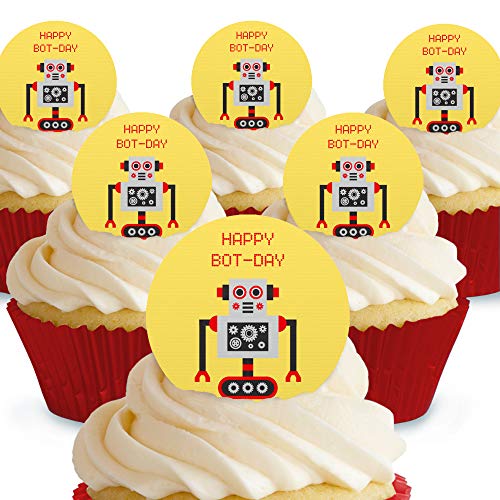 Cakeshop Kuchendekoration, Motiv: Roboter Happy Bot Day, essbar, vorgeschnitten, Premium-Qualität 12 x Pre-cut Premium Wafer Paper Toppers Cakeshop Kuchendekoration, Motiv: Roboter Happy Bot Day, essbar, vorgeschnitten, Premium-Qualität 12 x Pre-cut Premium Wafer Paper Toppers von Cakeshop