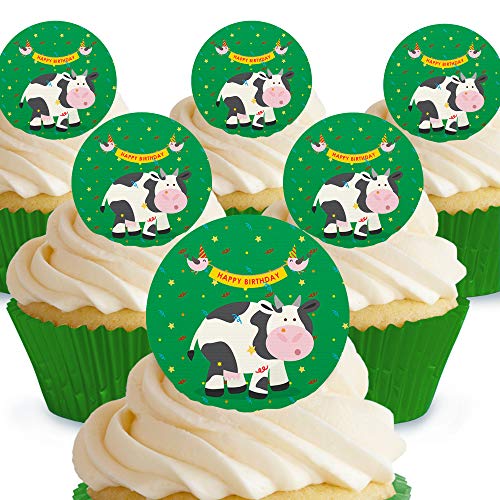 Cakeshop Kuchendekorationen Happy Birthday Party Kuh, essbar, vorgeschnitten, Premium-Qualität Cake Shop 12 x Pre-cut Premium Wafer Paper Toppers Cakeshop Kuchendekorationen Happy Birthday Party Kuh, essbar, vorgeschnitten, Premium-Qualität Cake Shop 12 x Pre-cut Premium Wafer Paper Toppers von Cakeshop