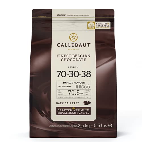 CALLEBAUT Receipe No. 70-30-38 - Kuvertüre Callets, Zartbitterschokolade, 70,5% Kakao, 2,5 kg - 1er Pack von Callebaut