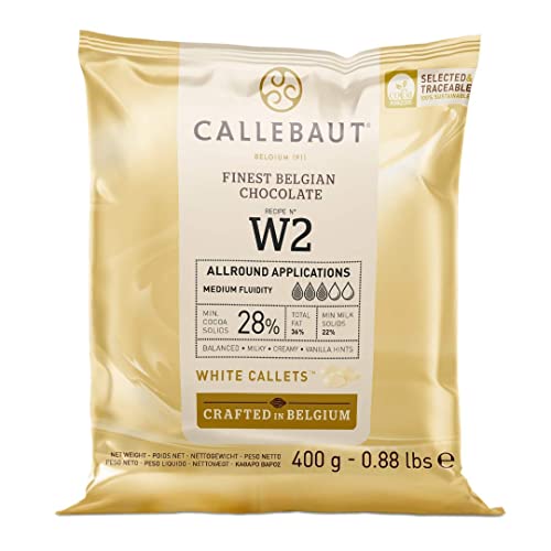 CALLEBAUT Receipe No. W2 - Kuvertüre Callets, Weiße Schokolade, 28% Kakao, 400g - 1er Pack von Callebaut