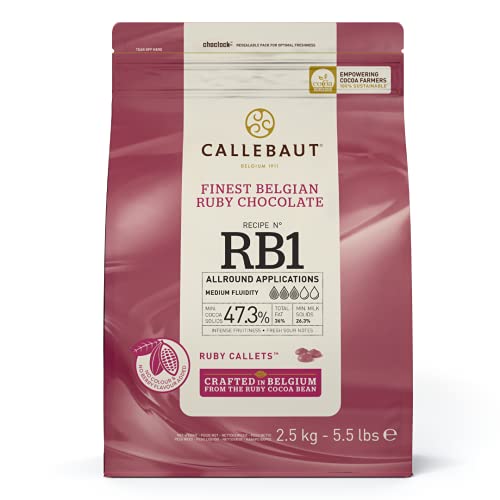 CALLEBAUT Receipe RB1 - Ruby Kuvertüre Callets, Pinke Schokolade, 47,3 % Kakao, 2,5 kg - 1er Pack von Callebaut