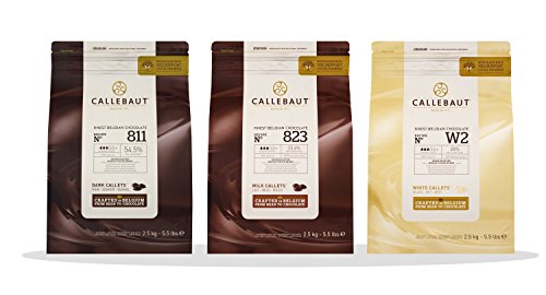 Callebaut 3 x 2,5kg Bundle - Feinste Belgische Dunkle, Milch & Weiße Schokolade Kuvertüre - Finest Belgian Chocolate (Callets) Packung mit 3 x 2,5kg von Callebaut