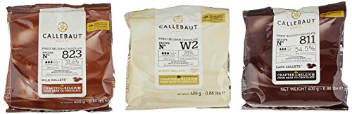 Callebaut Receipe No. 811, 823 und W2, Kuvertüre Callets, Zartbitterschokolade, Milchschokolade und weiße Schokolade, 1200 g von Callebaut