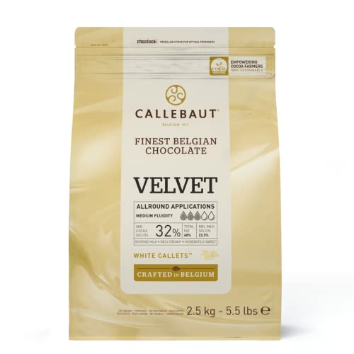 Callebaut Velvet - Kuvertüre Callets, Weiße Schokolade, Geschmack von frischer Milch, 33,1% Kakao, 1 x 2500 G von Callebaut