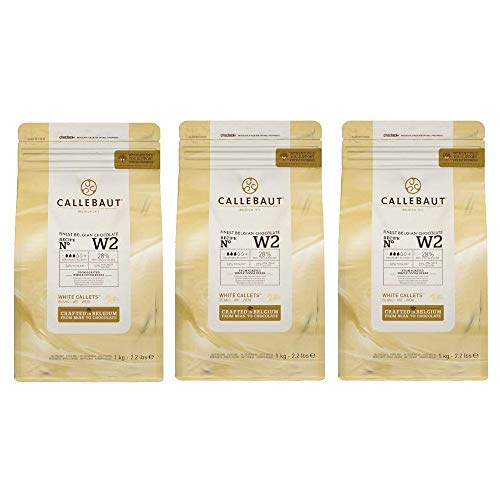 Callebaut W2 White Chocolate Chips (Broschüren) - 3 x 1kg Bundle von Callebaut
