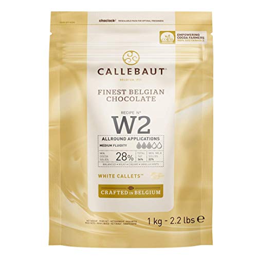 CALLEBAUT Receipe No. W2 - Kuvertüre Callets, Weiße Schokolade, 28% Kakao, 1kg - 1er Pack von Callebaut