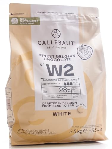 Callebaut weiße Schokolade W2, Callets, 2,5 kg Originalabpackung, 720023 von Callebaut