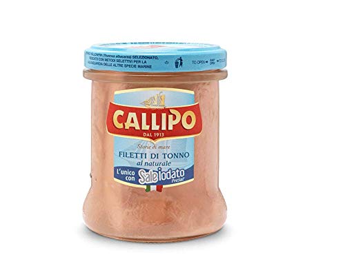 3x Callipo Filetti di Tonno al naturale natürlicher Thunfisch mit Jodsalz Niedriger Fettgehalt 100% Italienischer Thunfisch 200g von Callipo