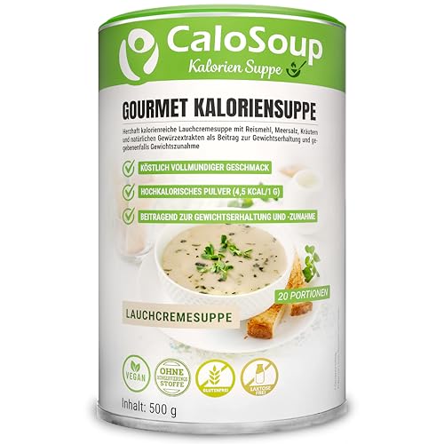Hochkalorische Suppe zum Zunehmen 20 Portionen | Nahrung hochkalorisch als Fertigsuppe | Fertiggerichte mit Gemüse | Flüssignahrung CaloSoup Kalorien Suppe von CaloVital (Lauchcreme Suppe) Hochkalorische Suppe zum Zunehmen 20 Portionen | Nahrung hochkalorisch als Fertigsuppe | Fertiggerichte mit Gemüse | Flüssignahrung CaloSoup Kalorien Suppe von CaloVital (Lauchcreme Suppe) von CaloSoup