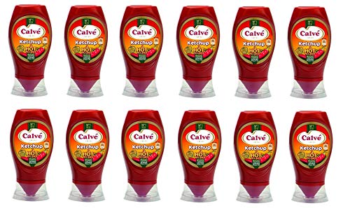 12x Calvé GEWÜRZ KETCHUP HOT Fritessoße Soße Sauce 250ml Top down von Calvè