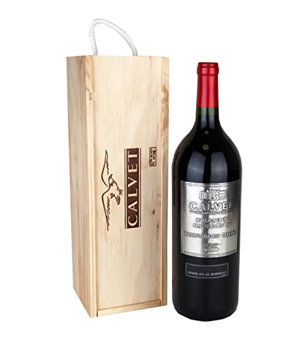 Calvet - Wein Geschenk Rotwein Grande Réserve, Bordeaux Supérieur - Magnum in Holzkiste (1 x 1.5 L) von Calvet