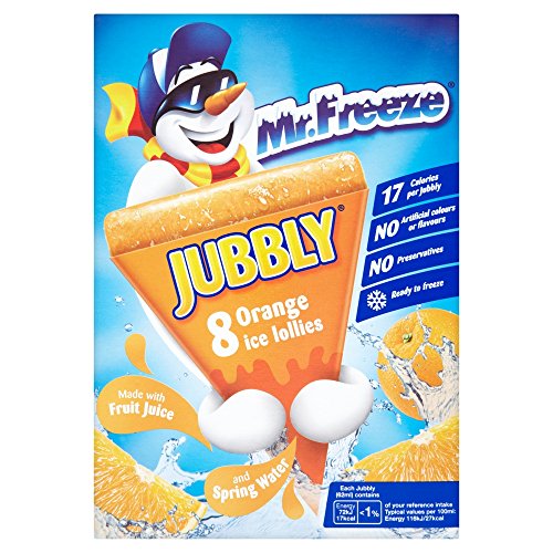 Calypso Jubbly, Ice Lolly - Real Fruit Juice Ice Pop, No Preservatives, Orange Flavour, 8 Ice Lollies (62 ml) von Calypso