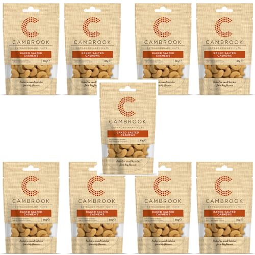 Cambrook – Gebackene und gesalzene Cashewnüsse, 80-g-Beutel, 9er-Pack Cambrook – Gebackene und gesalzene Cashewnüsse, 80-g-Beutel, 9er-Pack von Cambrook