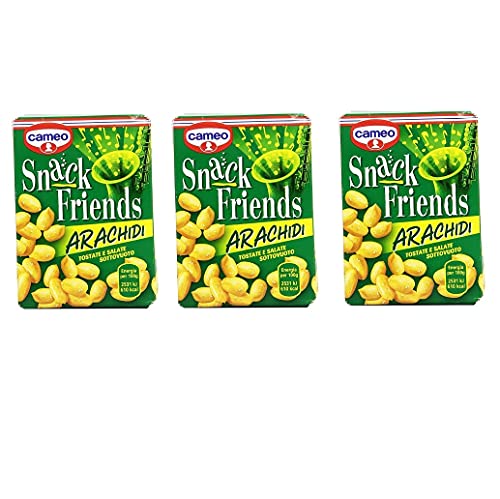 3x Cameo Snack Friends Arachidi Tostate e Salate Peanuts Geröstete und Gesalzene Erdnüsse Vakuumverpackung 40g von Cameo