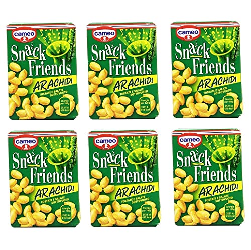 6x Cameo Snack Friends Arachidi Tostate e Salate Peanuts Geröstete und Gesalzene Erdnüsse Vakuumverpackung 40g von Cameo