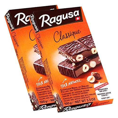 Ragusa Classique Schokolade-Riegel mit ganzen Haselnüssen 100g (2er Pack) von Camille Bloch