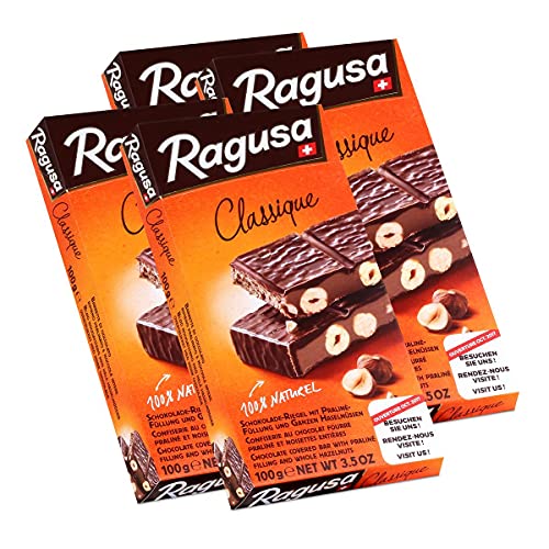 Ragusa Classique Schokolade-Riegel mit ganzen Haselnüssen 100g (4er Pack) von Camille Bloch