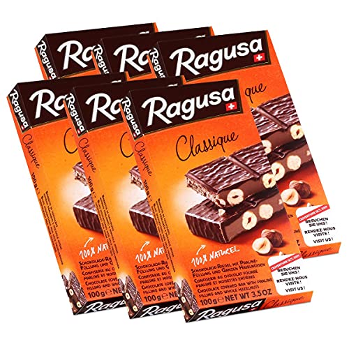 Ragusa Classique Schokolade-Riegel mit ganzen Haselnüssen 100g (6er Pack) von Camille Bloch