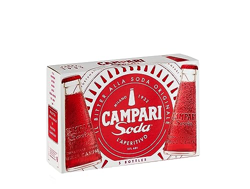 Campari Soda, Aperitif – Der beliebte italienische Aperitif Klassiker fix und fertig gemixt – Perfekter Drink für spontane Anlässe, After Work und als Party Präsent – 5 x 0,098 l von Campari