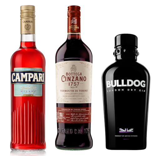 Negroni Bundle|Campari Bitter Aperitif (1x 0,7l – 25%)|Bottega Cinzano 1757 Rosso (1x 1l - 16%)|Bulldog London Dry Gin (1x 0,7l - 40%) von Campari