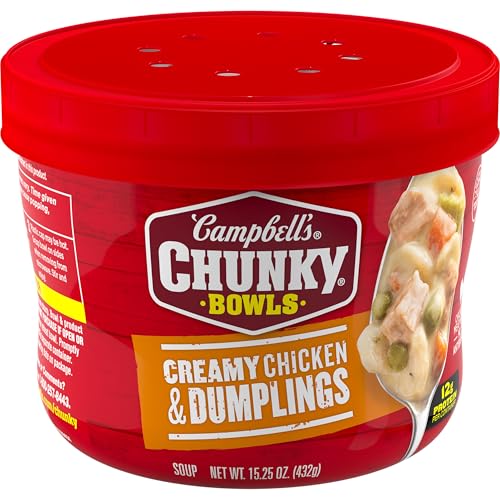 Campbell's Chunky Soup, Creamy Chicken and Dumplings Soup, mikrowellengeeignete Schüssel, 432 ml Campbell's Chunky Soup, Creamy Chicken and Dumplings Soup, mikrowellengeeignete Schüssel, 432 ml von Campbell's