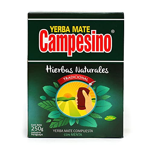 Campesino Yerba Mate Tee | HIERBAS NATURALES - Con Menta | Mate-Tee mit Pfefferminze | Erfrischende Yerba mate aus Paraguay, 250 g von Campesino