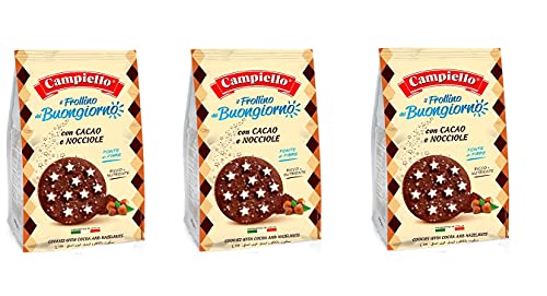 3x Campiello Biscotti del Buongiorno Frollini con cacao e nocciole Shortbread mit Kakao und Haselnüssen 700g biscuits cookies 100% Italienische Kekse von Campiello