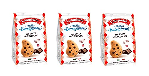 3x Campiello Il Frollino del Buongiorno con gocce di cioccolato Shortbread mit Schokoladenstückchen 350g biscuits cookies 100% Italienische Kekse 350g von Campiello