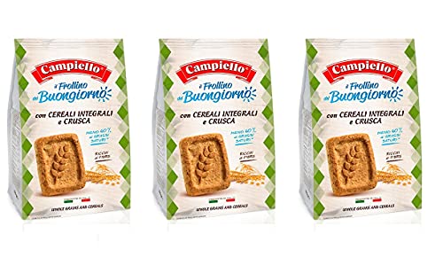 3x Campiello i Biscotti del Buongiorno Frollini Integrali con cereali e crusca kekse mit Vollkornprodukten und Kleie 700g biscuits cookies 100% Italienische Kekse von Campiello