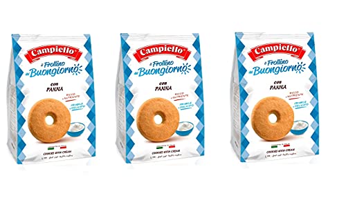 3x Campiello i Biscotti del Buongiorno Frollini alla panna Sahne Shortbread Kekse mit Sahne 700g biscuits cookies 100% Italienische Kekse von Campiello