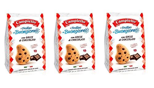 3x Campiello i Biscotti del Buongiorno Frollini con gocce di cioccolato Shortbread mit Schokoladenstückchen 700g biscuits cookies 100% Italienische Kekse von Campiello