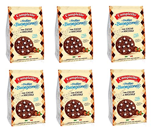 6x Campiello Biscotti del Buongiorno Frollini con cacao e nocciole Shortbread mit Kakao und Haselnüssen 700g biscuits cookies 100% Italienische Kekse 6x Campiello Biscotti del Buongiorno Frollini con cacao e nocciole Shortbread mit Kakao und Haselnüssen 700g biscuits cookies 100% Italienische Kekse von Campiello